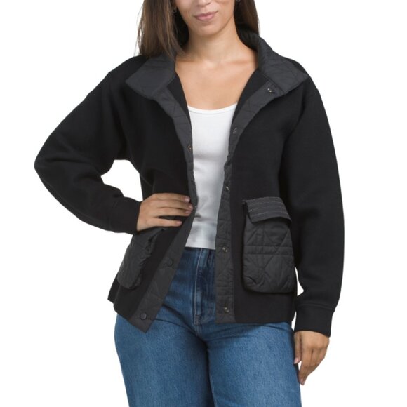 METRIC KNITS Black Long Sleeve Jacket With Quilted Detail - Picture 1 of 2